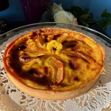 french apple custard small tart recipe card