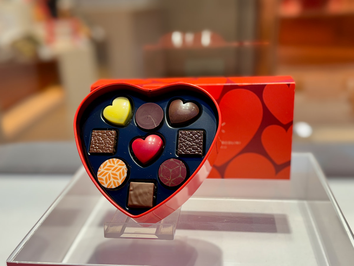 heart-shaped box with heart chocolates by Marcolini in Paris