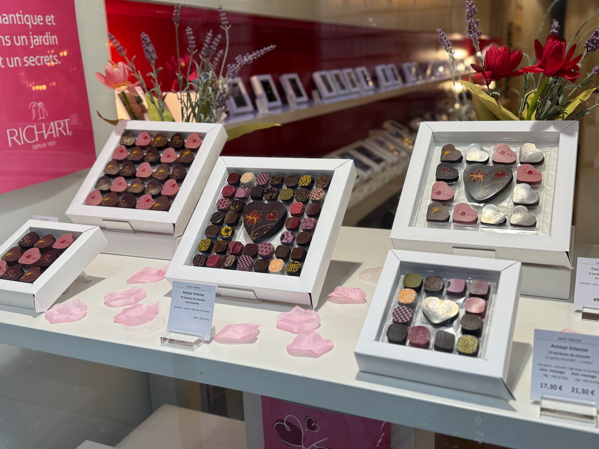 tiny heart-shaped chocolates by Richart in Paris