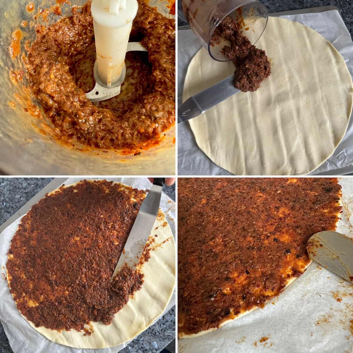 purée mincemeat with juice then spread thinly on to a sheet of puff pastry