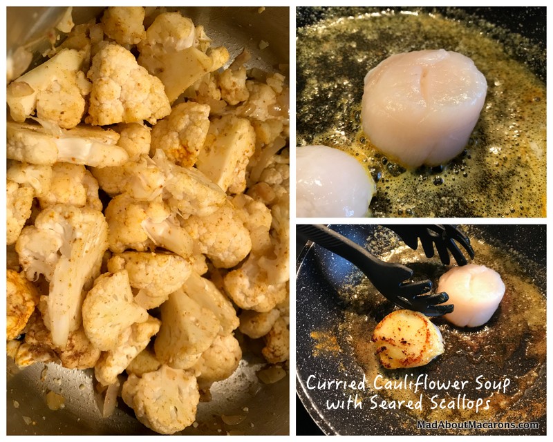 curried cauliflower soup with seared scallops