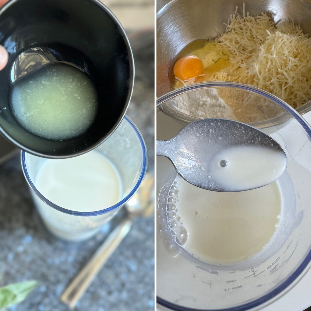 adding lemon juice to whole milk to make buttermilk