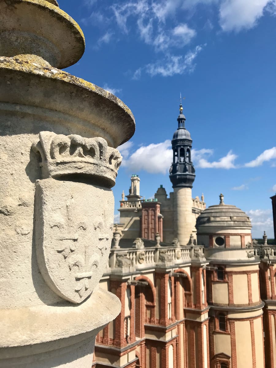 view from the roof of a renaissance French castle near Paris