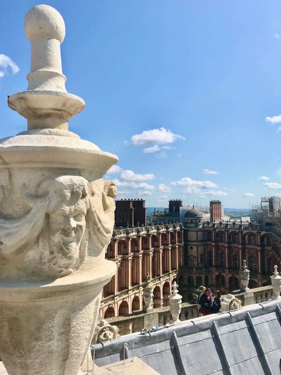 roof view from a French renaissance castle outside Paris