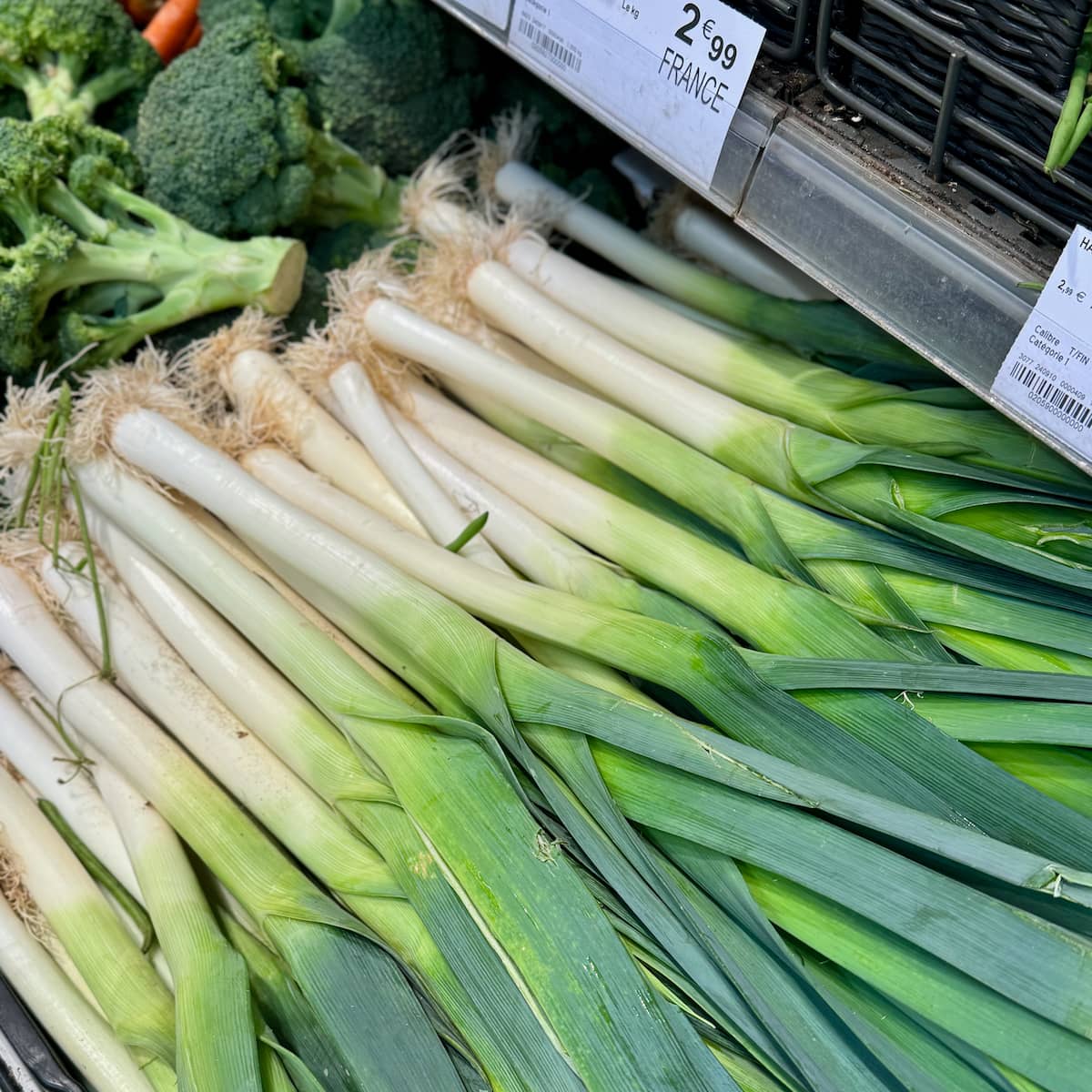 French leeks at the supermarket