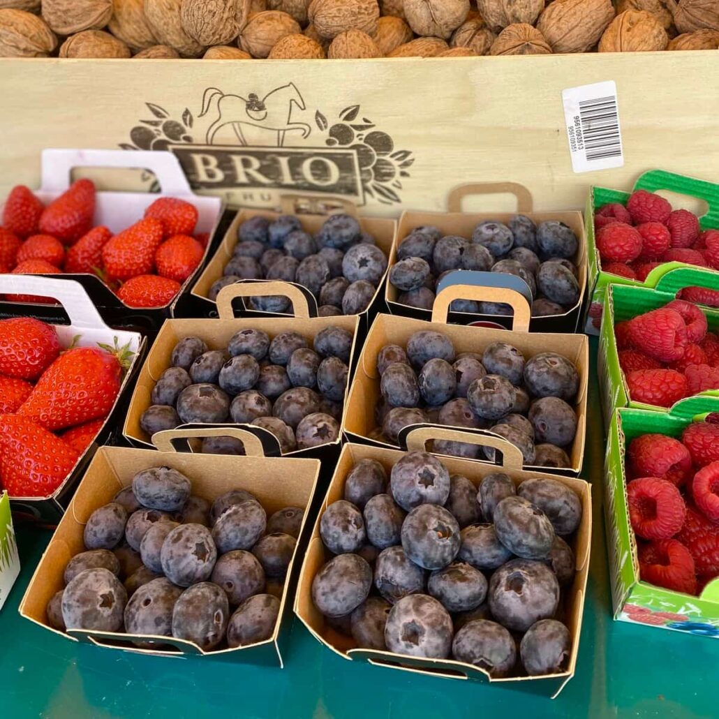 French blueberries at the market, with a slight bloom to them