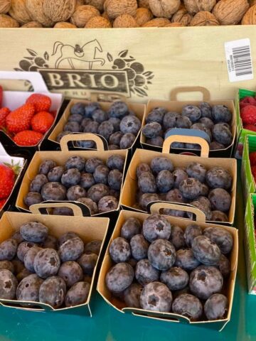 French blueberries at the market, with a slight bloom to them