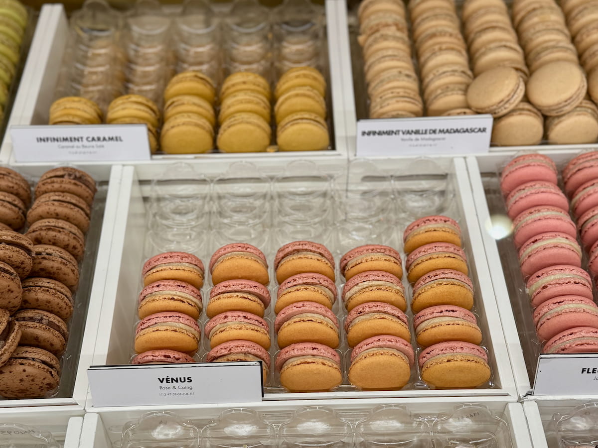 pink macarons called Venus with rose and quince at Pierre Hermé Paris