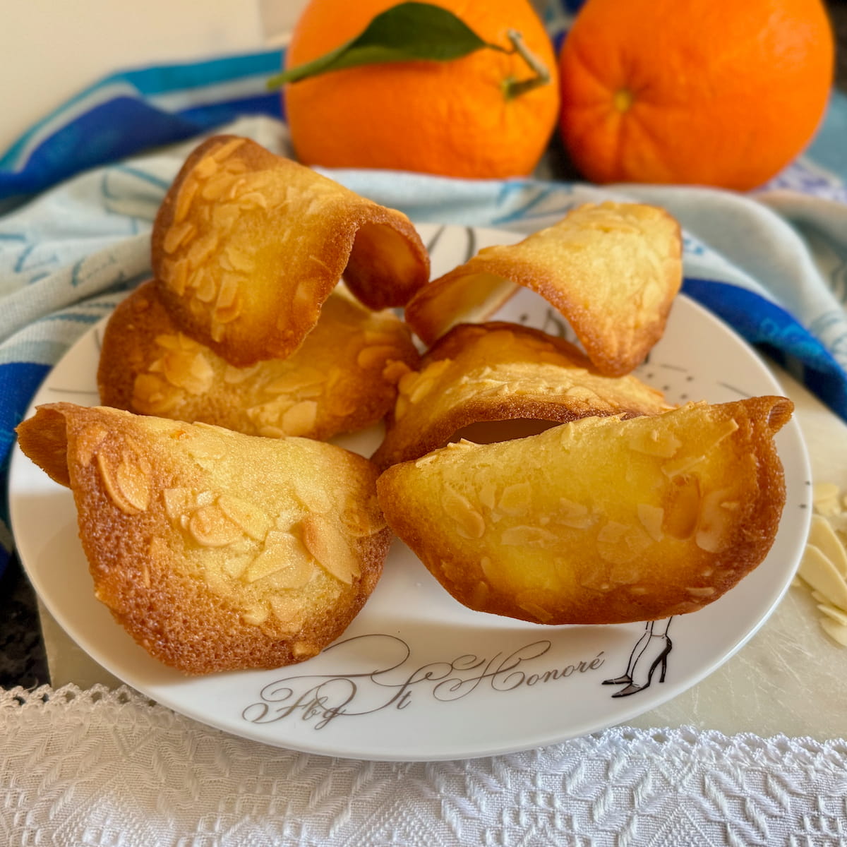 French tuiles cookies made with almonds and rounded like tiles