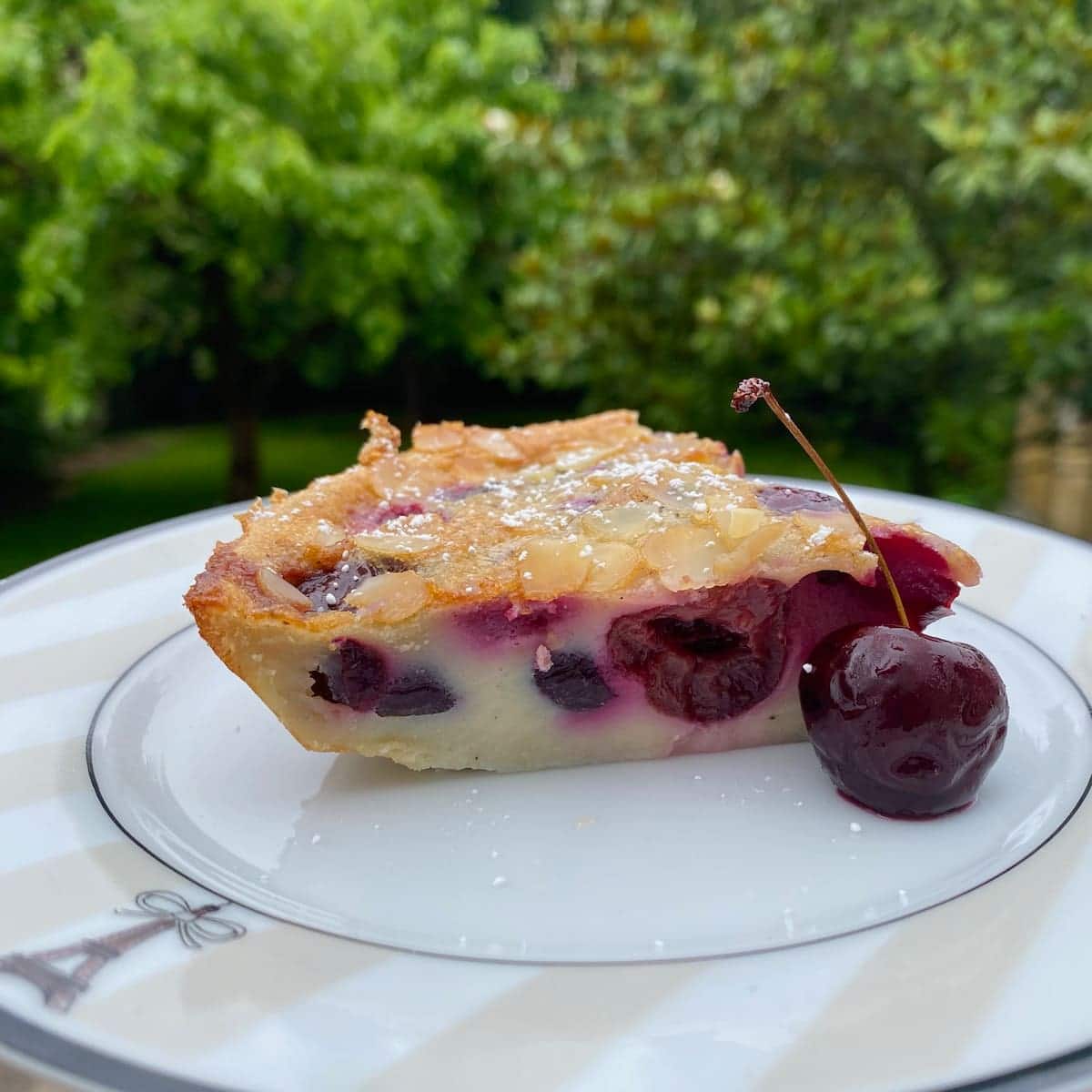 slice of cherry custard clafoutis dessert