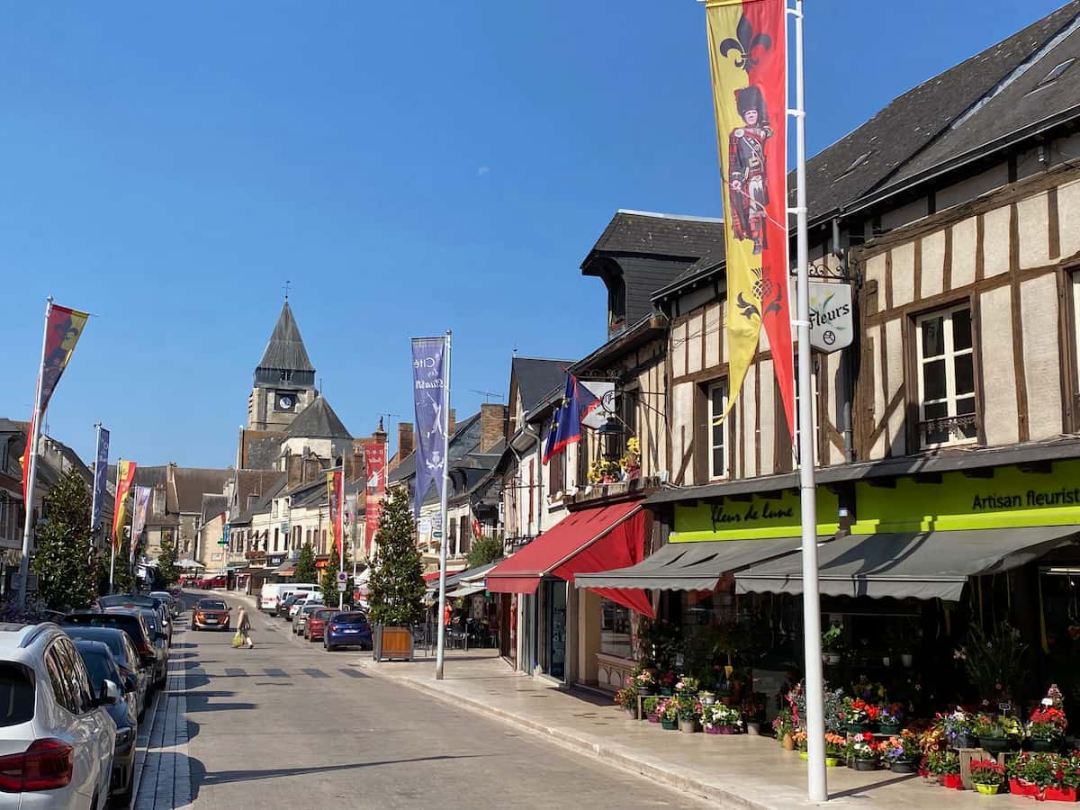 aubigny-sur-Nère main street of town with old wooden beams