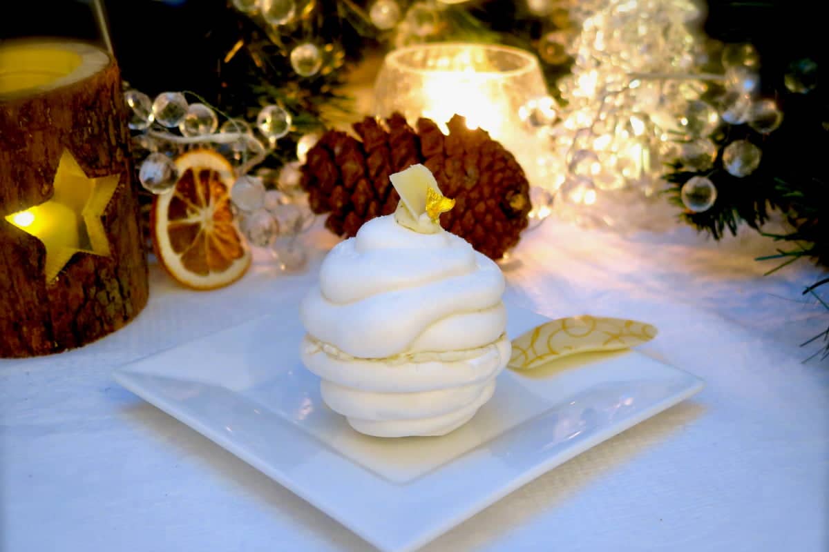 French meringue filled snowball effect