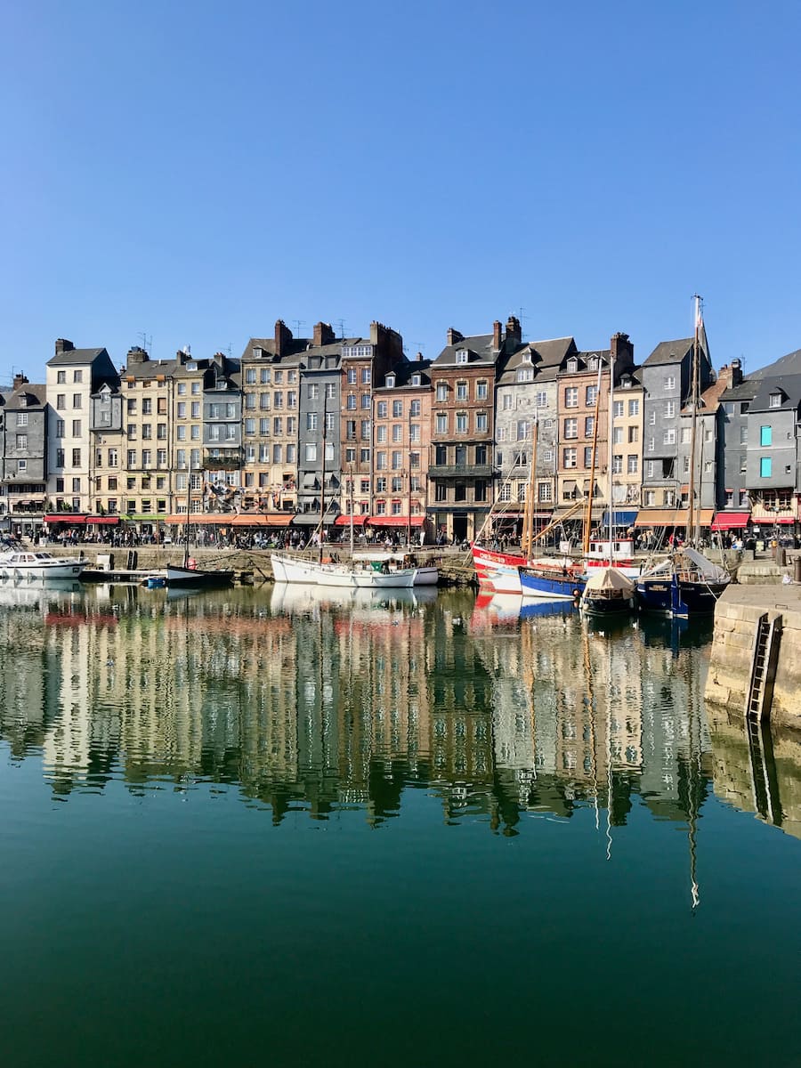 reflections in the water in Honfleur's harbour