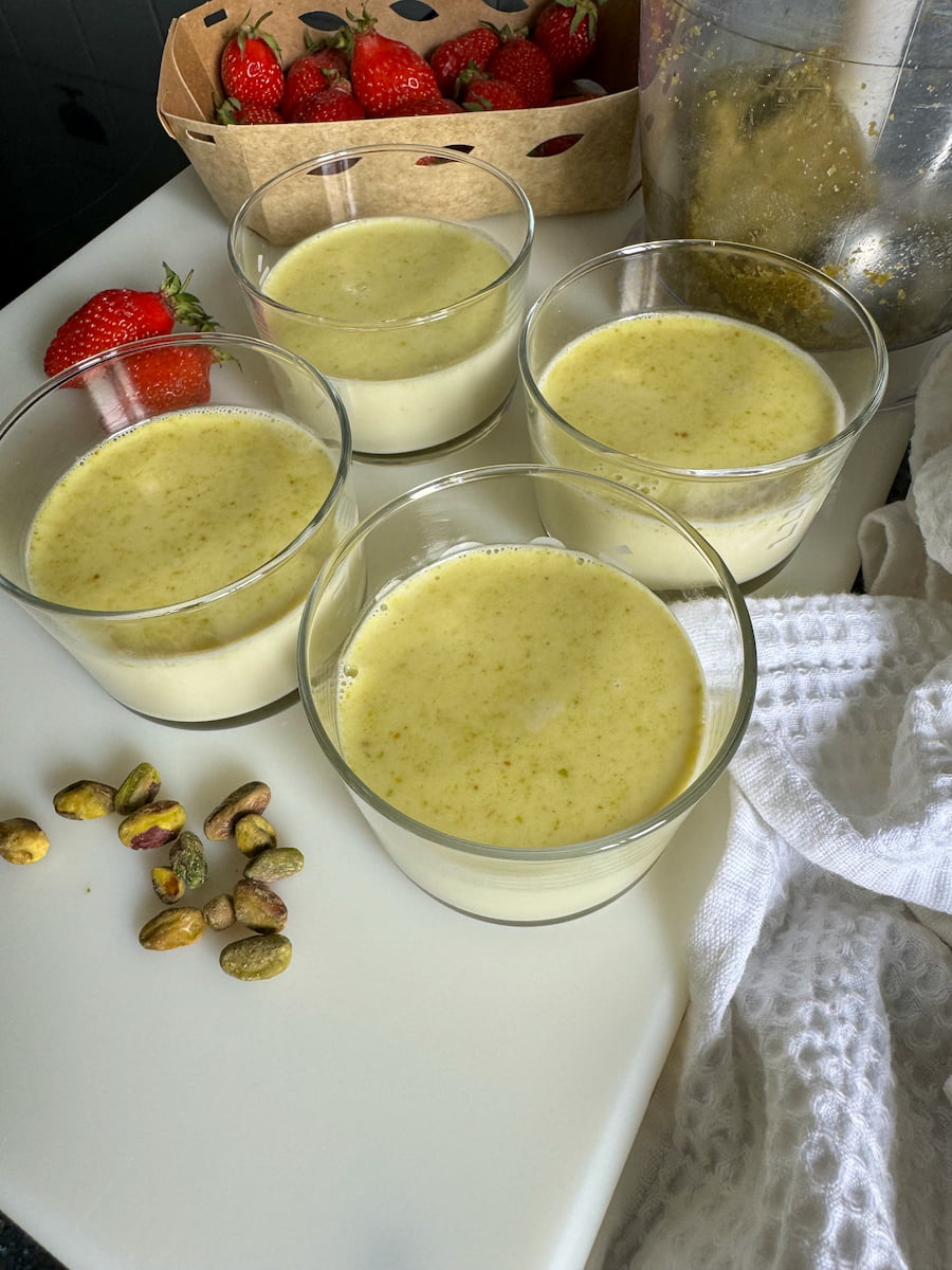 panna cotta desserts with pistachios