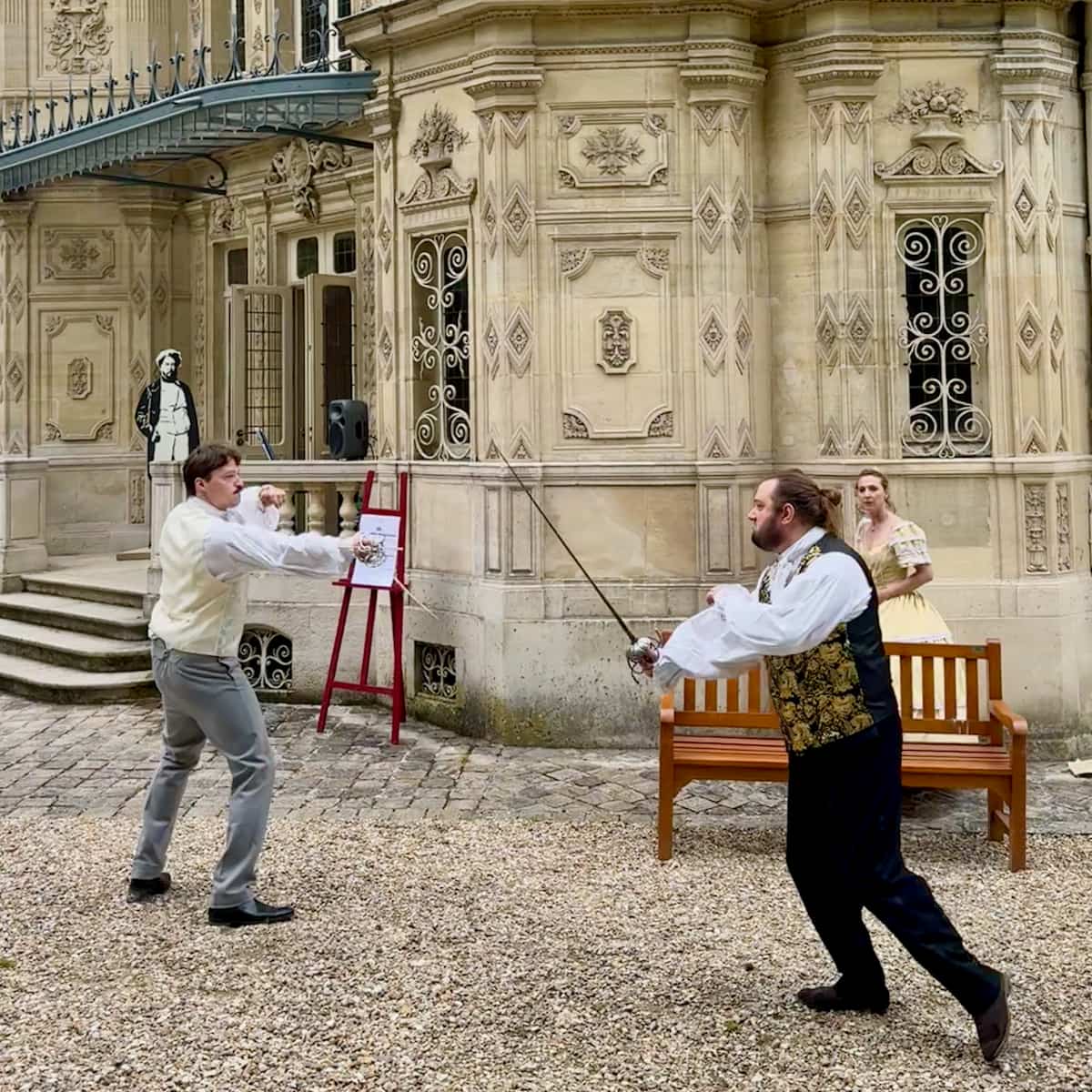 theatrical duel at Dumas' château Monte Cristo near Paris