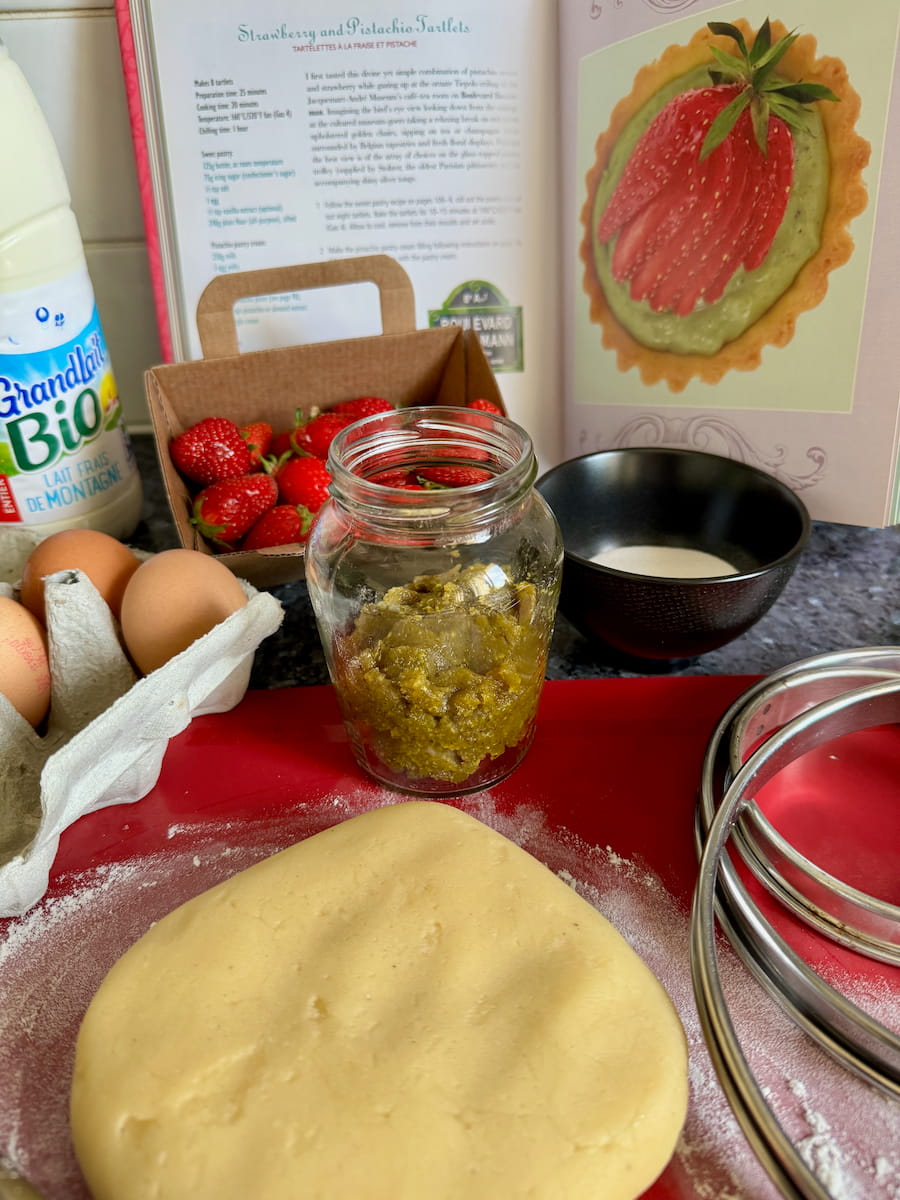ingredients for a pistachio tart