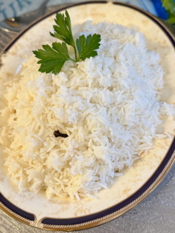 side dish of fragrant long grain rice with a hint of cloves