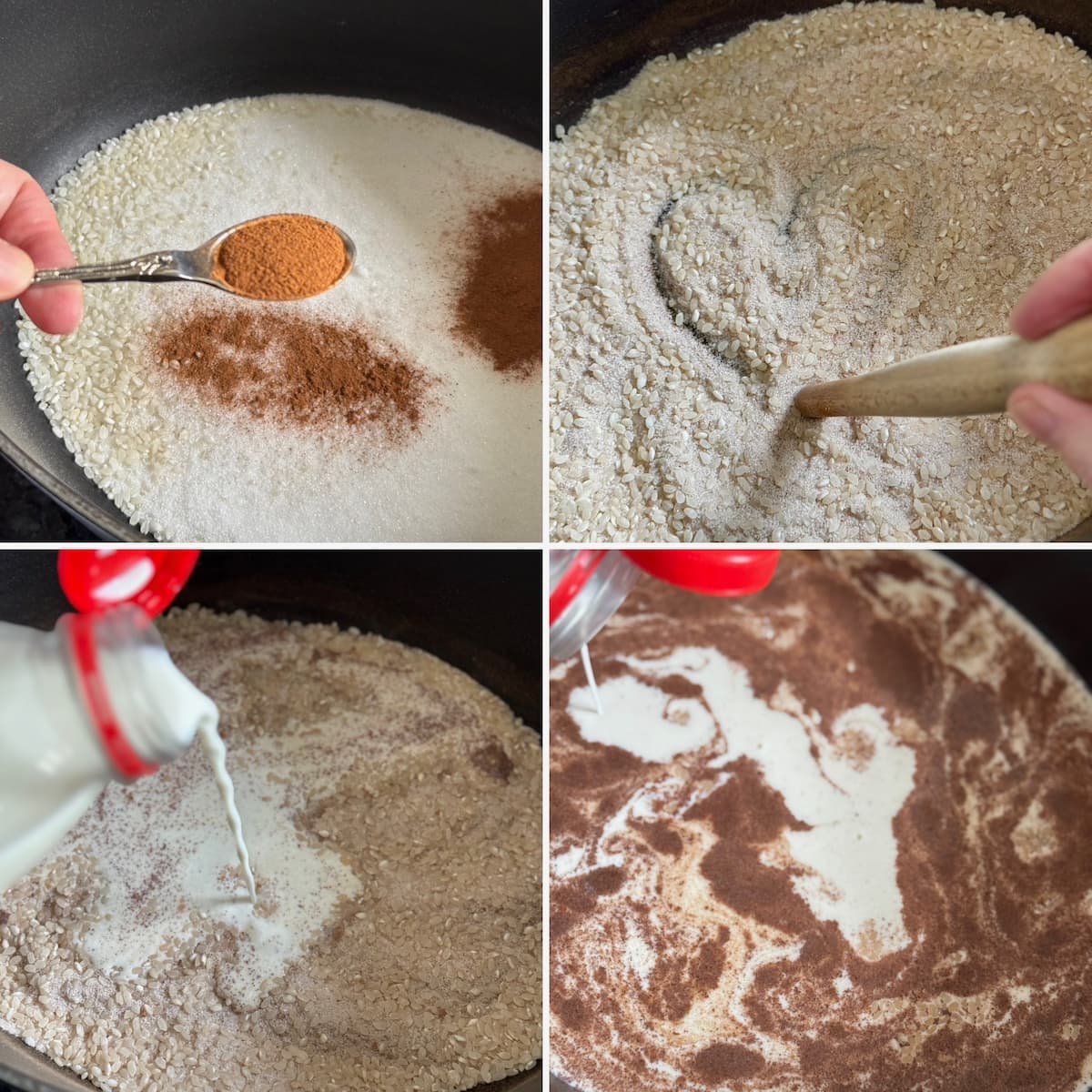 4 ingredients and recipe steps how to make the traditional Teurgoule with cinnamon